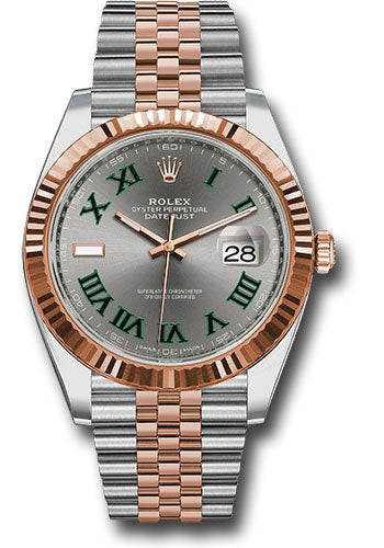 2021 Two tone rose gold Rolex DateJust 41 Wimbledon Dial 18K rose Gold 41mm Oyster 126331 B+P