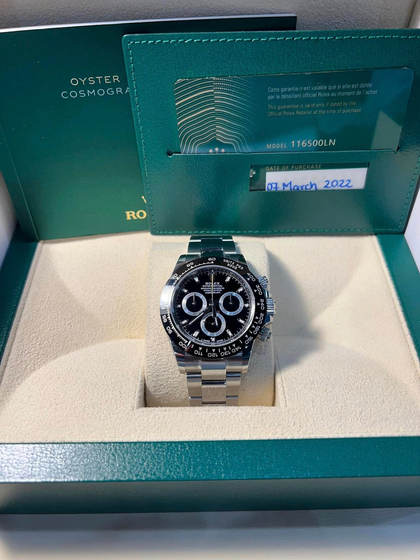 Rolex Black Ceramic Daytona Steel 40mm 116500LN Box + Papers
