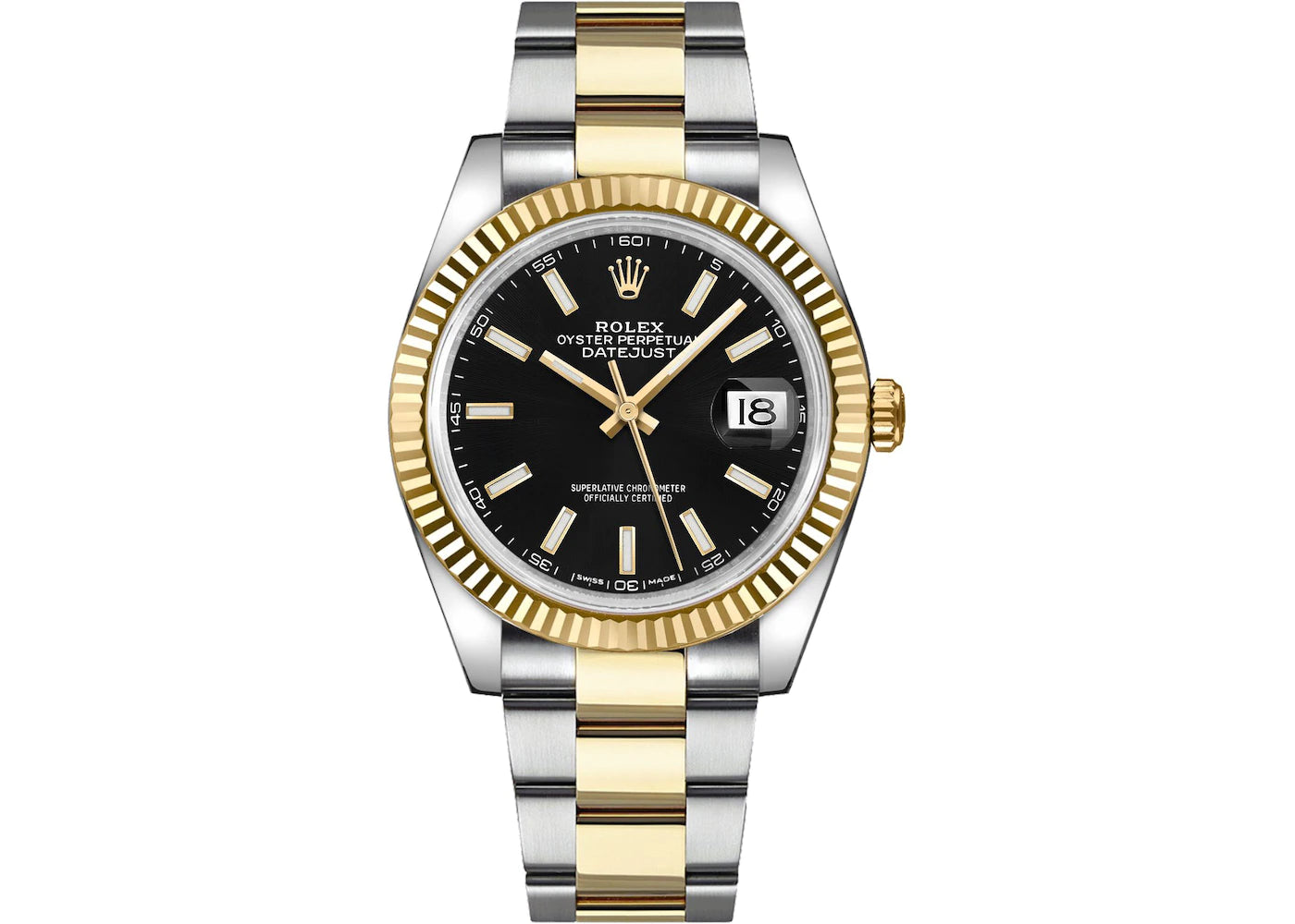 MINT 2020 PAPERS Rolex DateJust 41 Black Stick Dial 18K Gold 41mm Oyster 126333 B+P