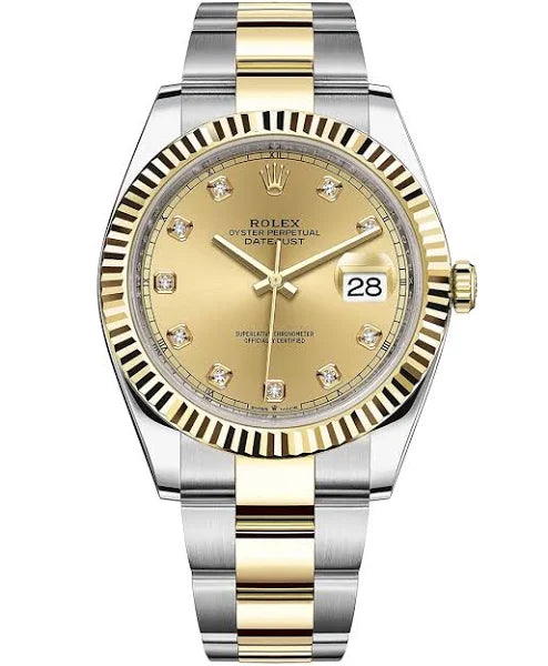 2023 Rolex DateJust 41 Champagne Diamond Dial 18K yellow Gold 41mm Oyster 126333 B+P