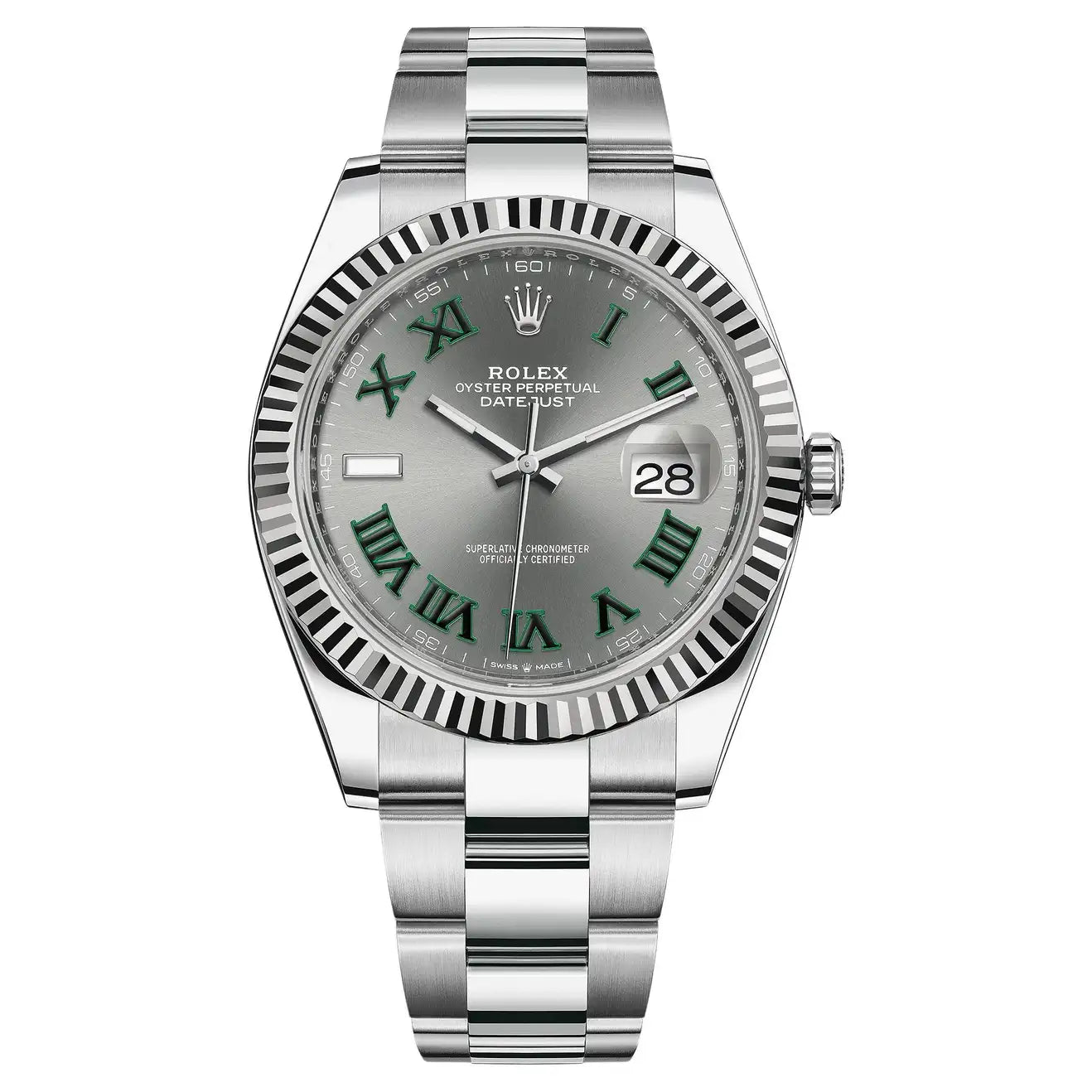 Rolex Datejust Wimbledon Fluted Bezel Osyter Bracelet 126334 Box + Papers