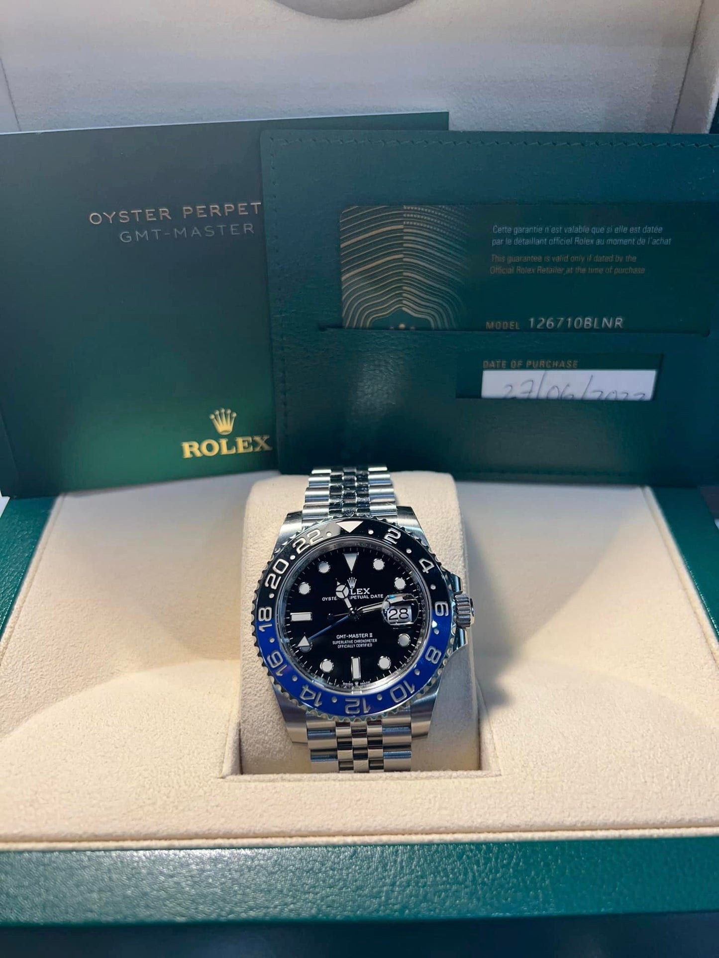 Rolex GMT-Master II Ref 126710BLNR Batman Jubilee Box + Papers