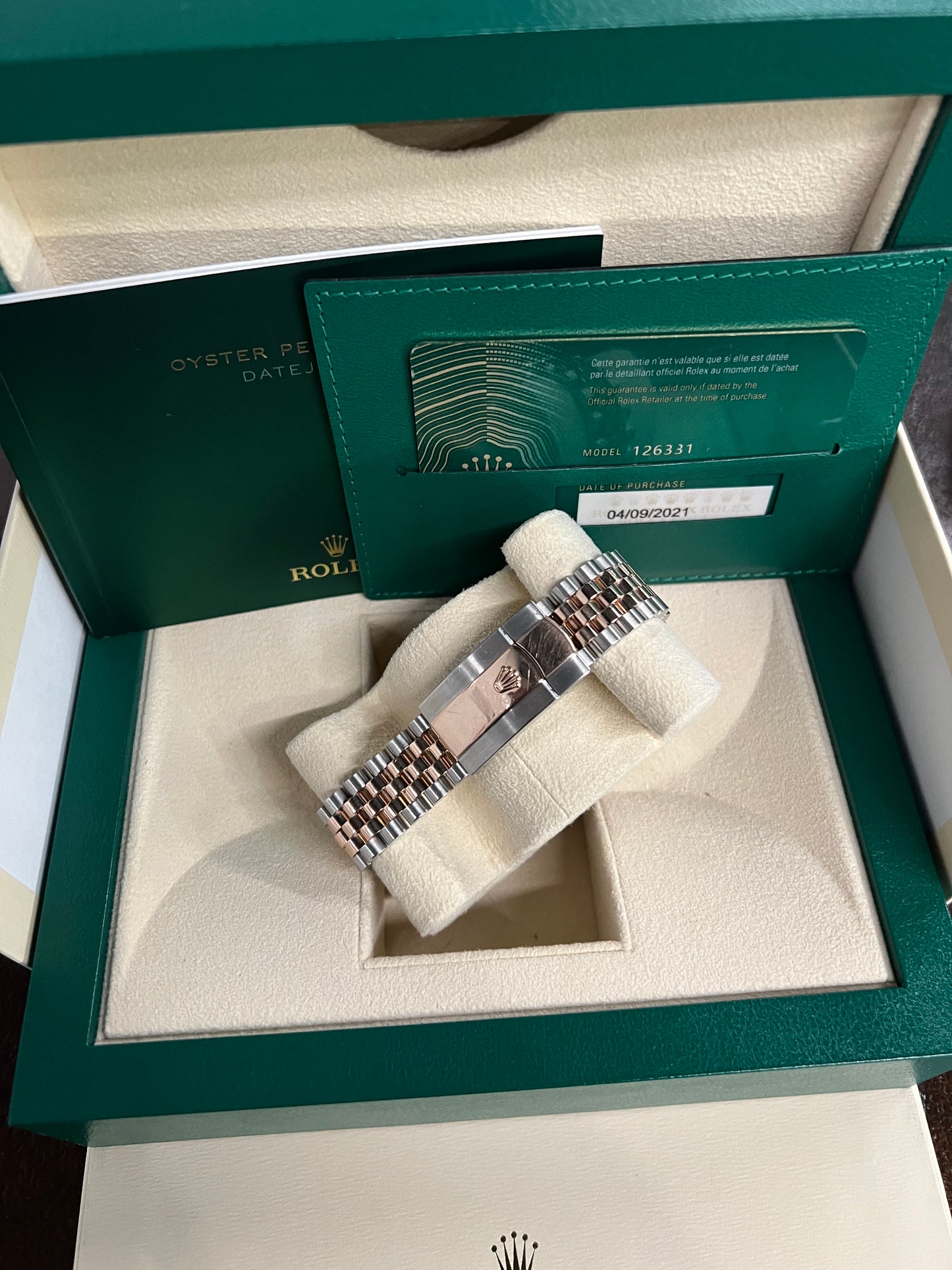 2021 Two tone rose gold Rolex DateJust 41 Wimbledon Dial 18K rose Gold 41mm Oyster 126331 B+P