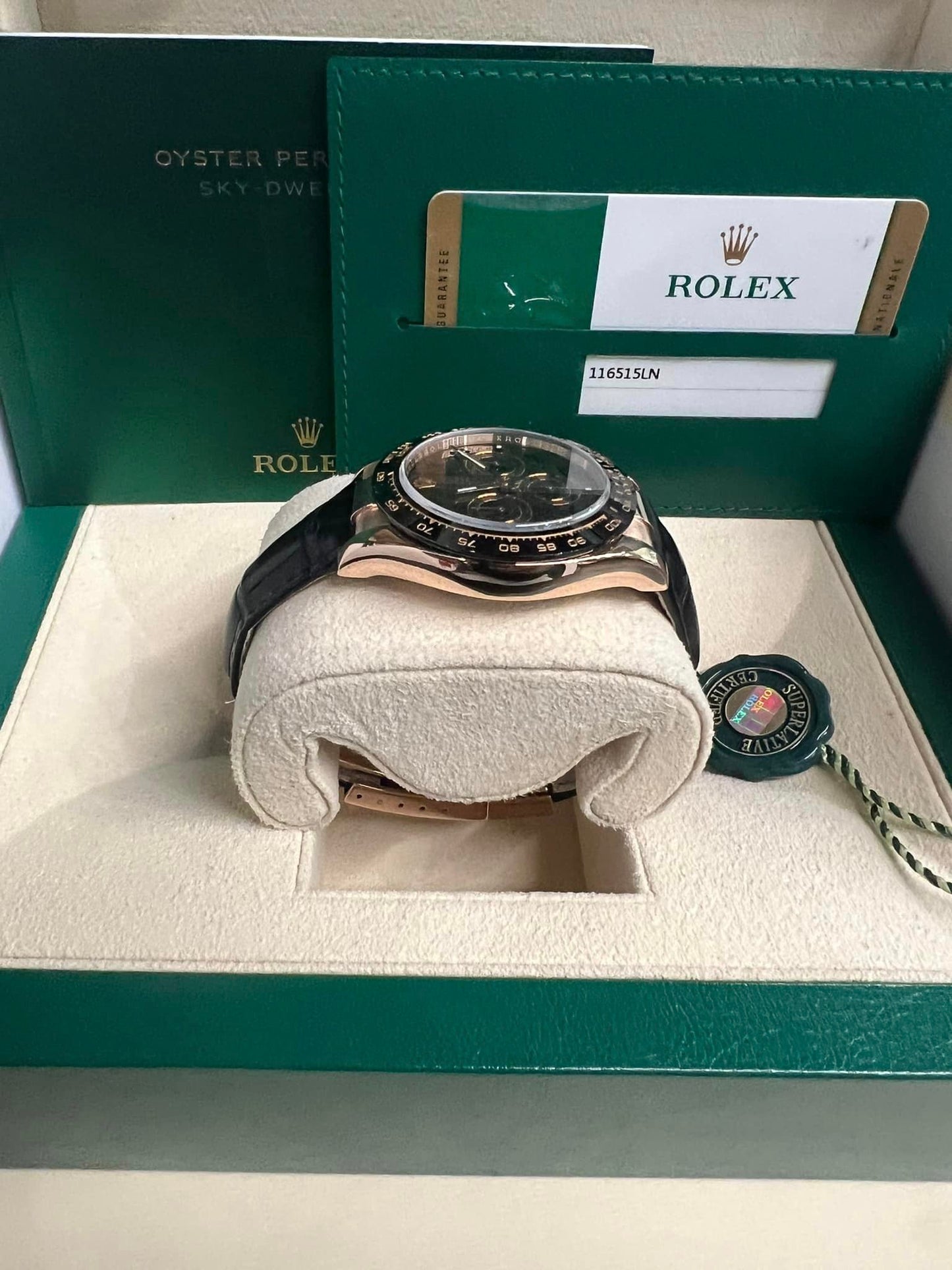 2016 Rose Gold Rolex Daytona Chocolate Dial Oysterflex Watch 116515 B+P Box/Papers