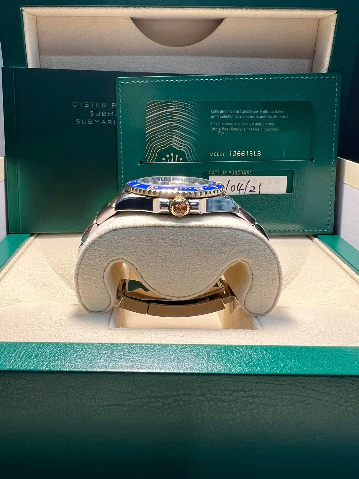 Finance ROLEX Two Tone Yellow Gold Steel SUBMARINER DATE 126613LB Blue 41MM BOX + PAPERS
