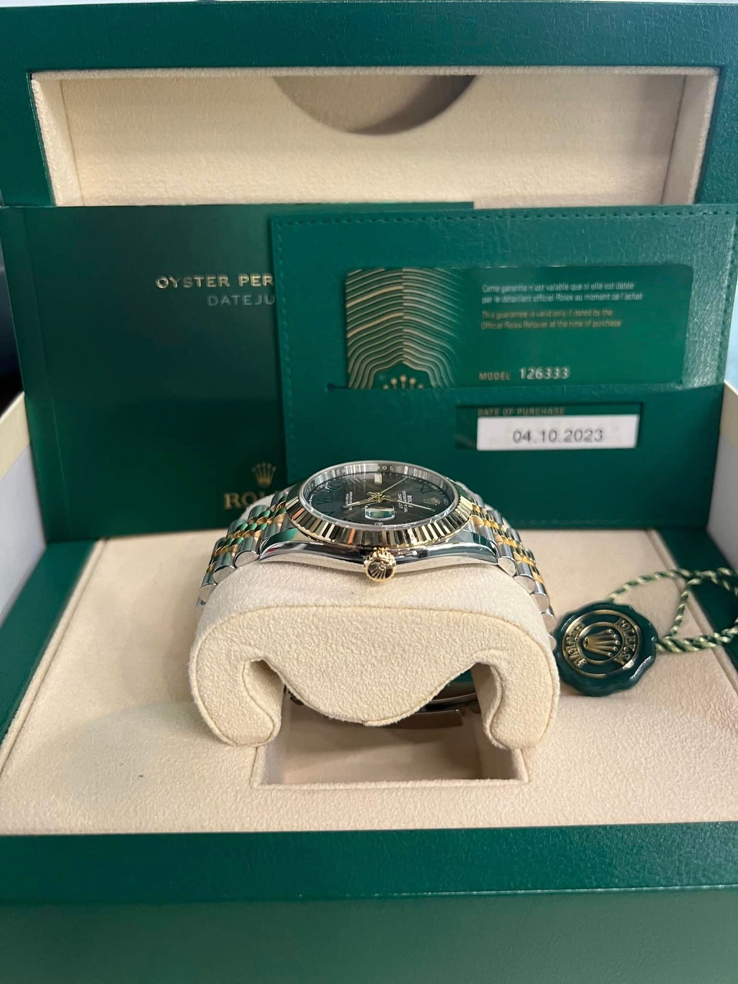 2023 Two tone ywllo gold Rolex DateJust 41 Wimbledon Dial 18K yellow Gold 41mm Jubilee 126333 B+P