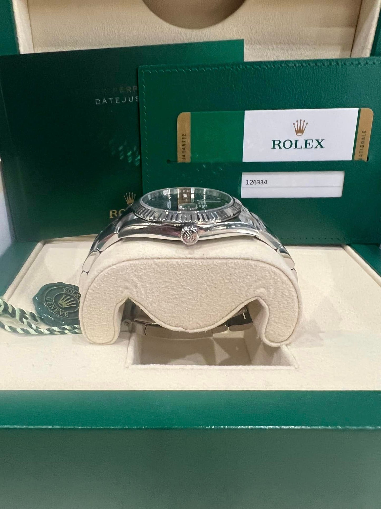 Rolex Datejust Wimbledon Fluted Bezel Osyter Bracelet 126334 Box + Papers