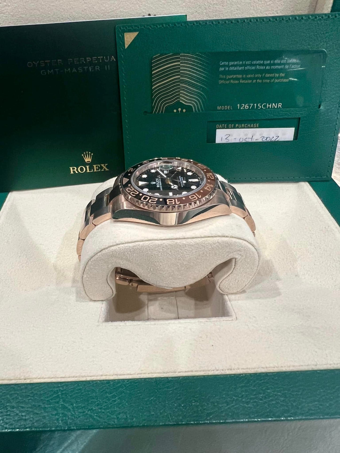ROLEX GMT-MASTER II 126715 40MM BLACK DIAL WITH ROSE GOLD OYSTER BRACELET BOX + PAPERS Rootbeer