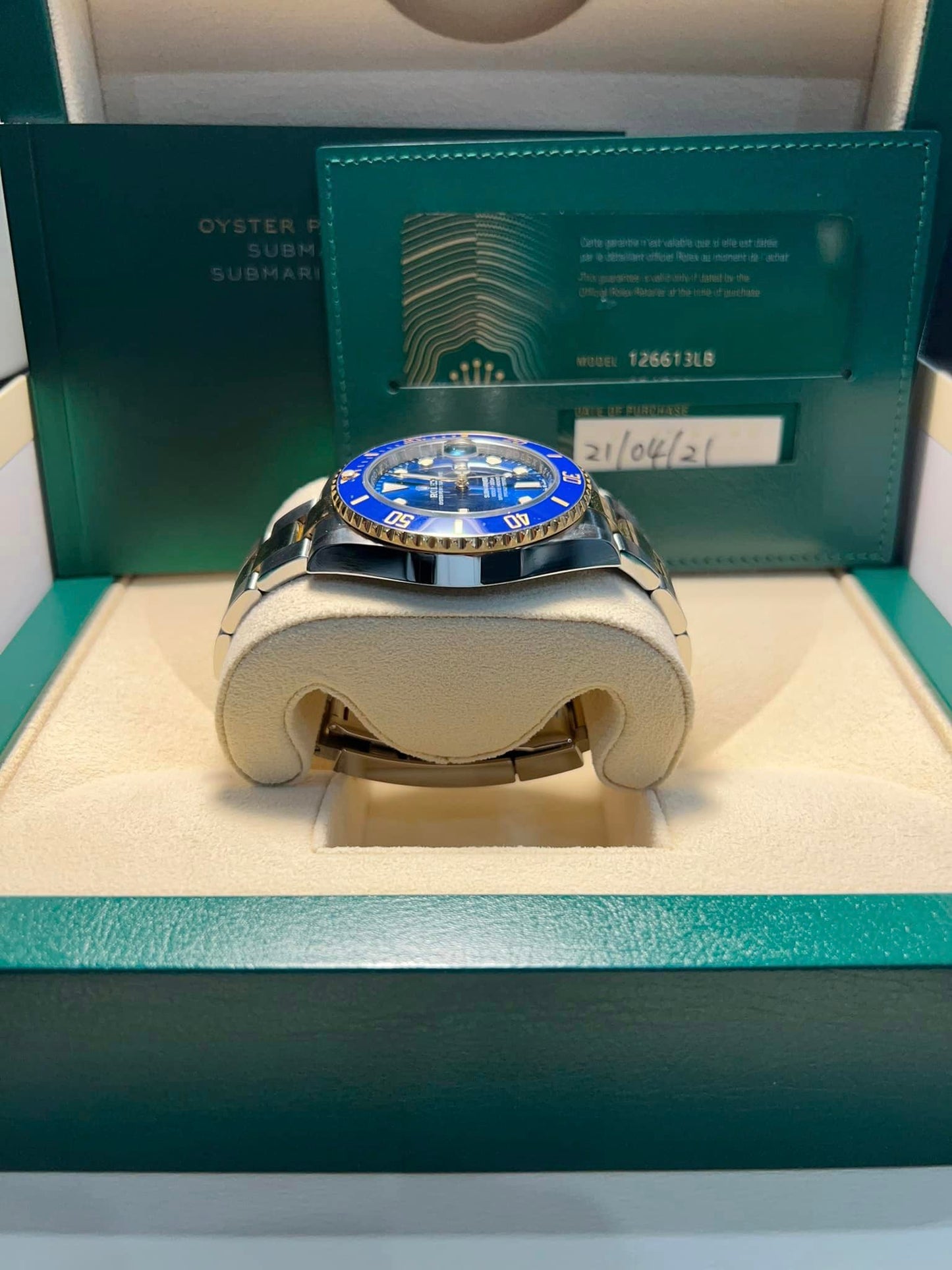 Finance ROLEX Two Tone Yellow Gold Steel SUBMARINER DATE 126613LB Blue 41MM BOX + PAPERS