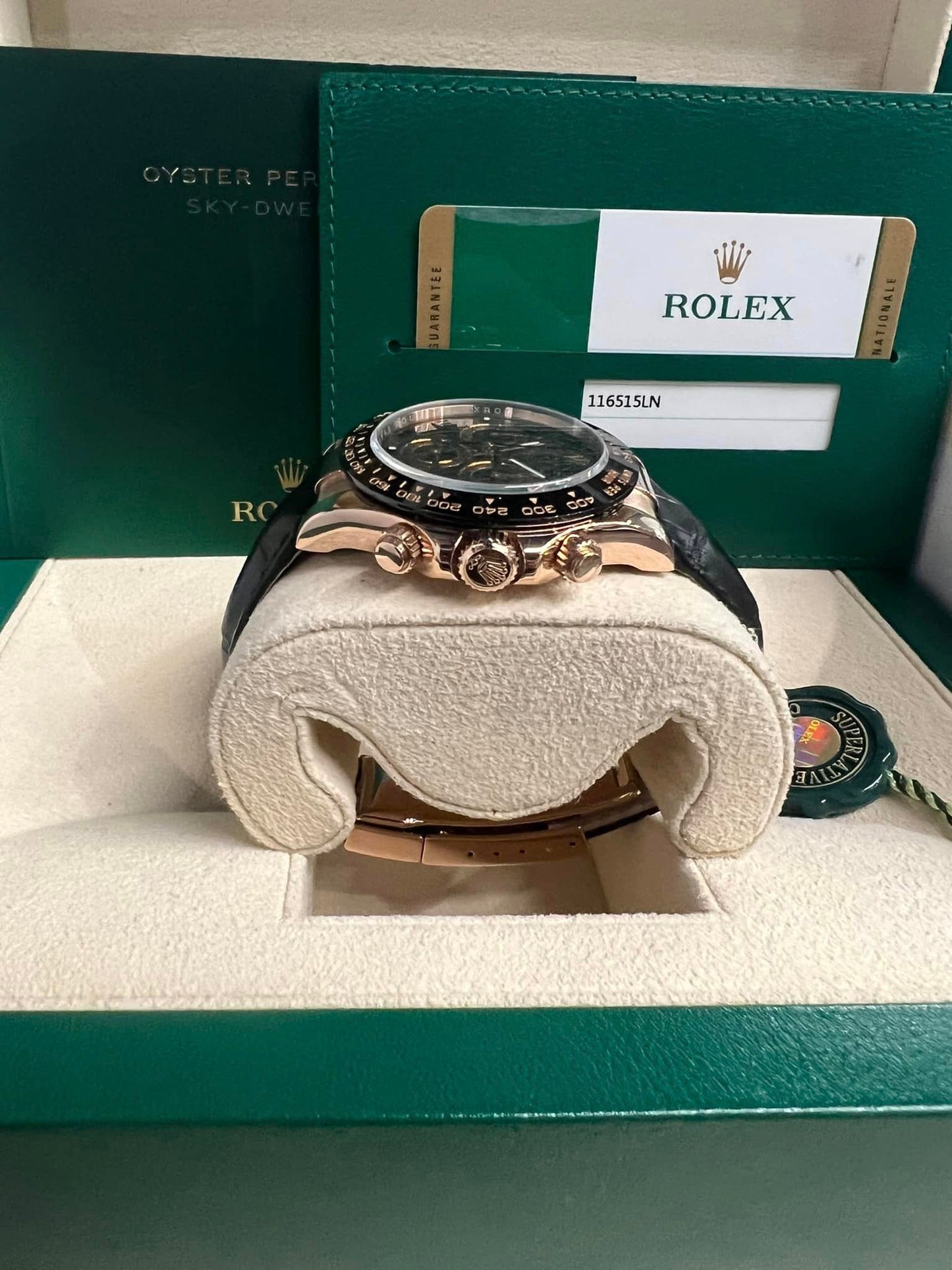 2016 Rose Gold Rolex Daytona Chocolate Dial Oysterflex Watch 116515 B+P Box/Papers