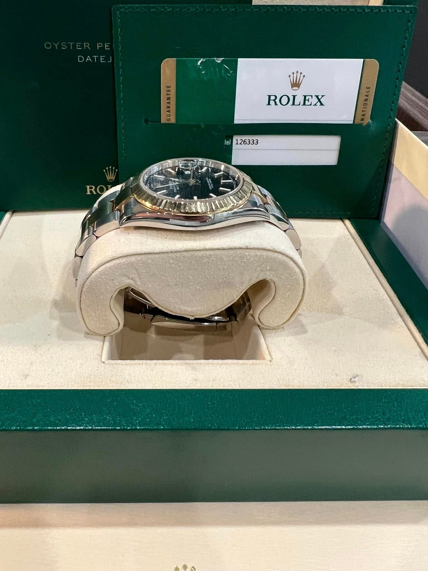 MINT 2020 PAPERS Rolex DateJust 41 Black Stick Dial 18K Gold 41mm Oyster 126333 B+P