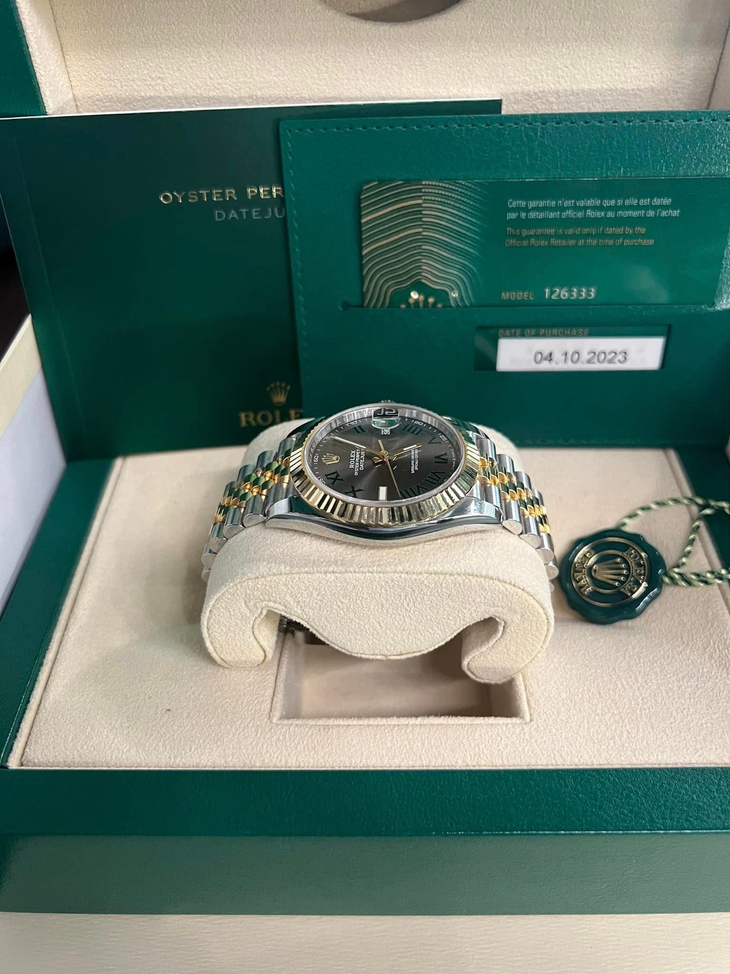 2023 Two tone ywllo gold Rolex DateJust 41 Wimbledon Dial 18K yellow Gold 41mm Jubilee 126333 B+P