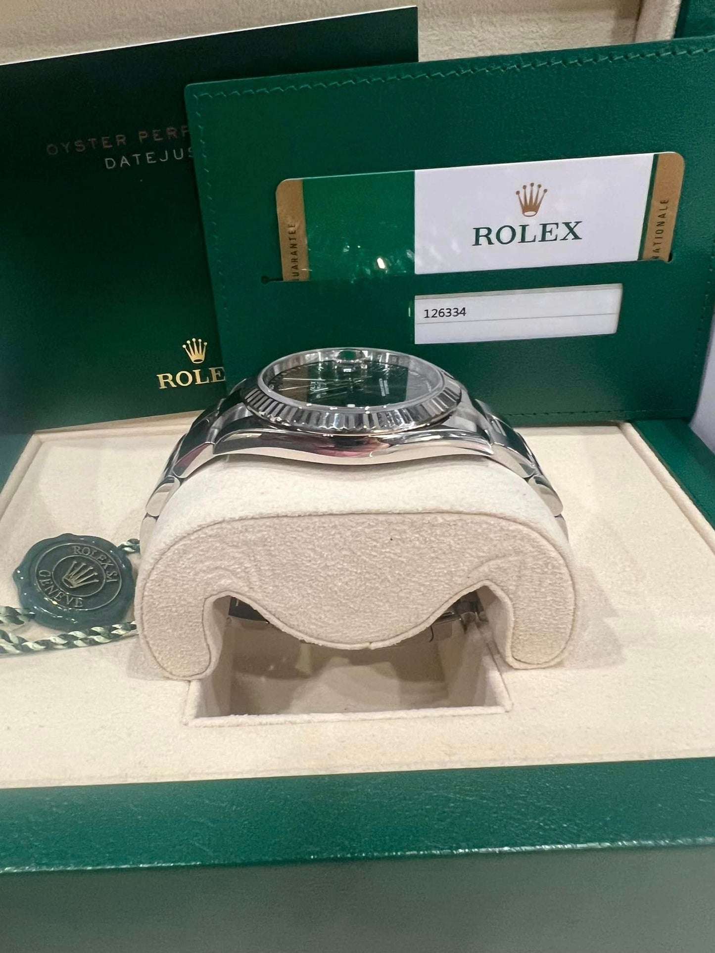 Rolex Datejust Wimbledon Fluted Bezel Osyter Bracelet 126334 Box + Papers