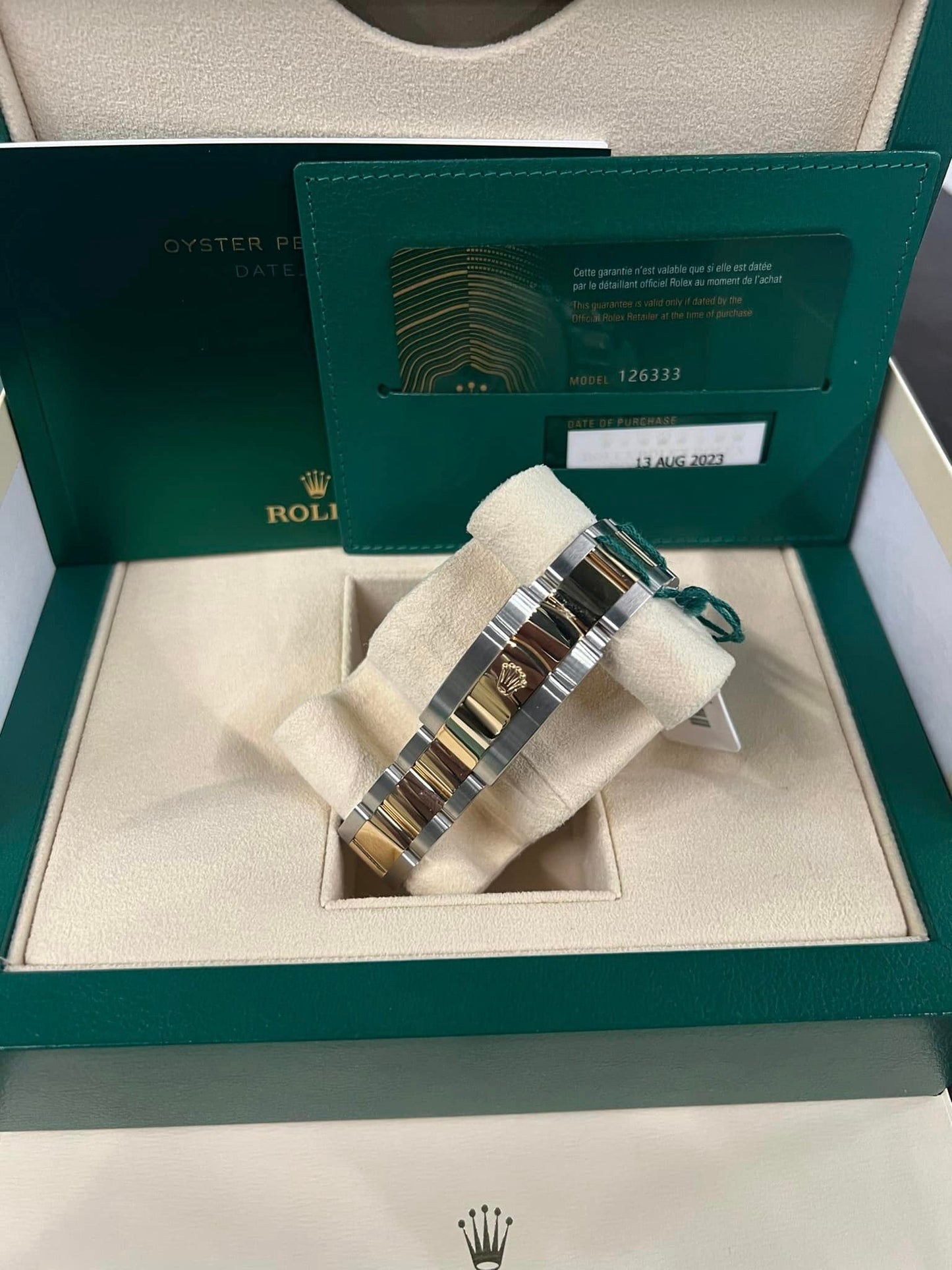 2023 Rolex DateJust 41 Champagne Diamond Dial 18K yellow Gold 41mm Oyster 126333 B+P