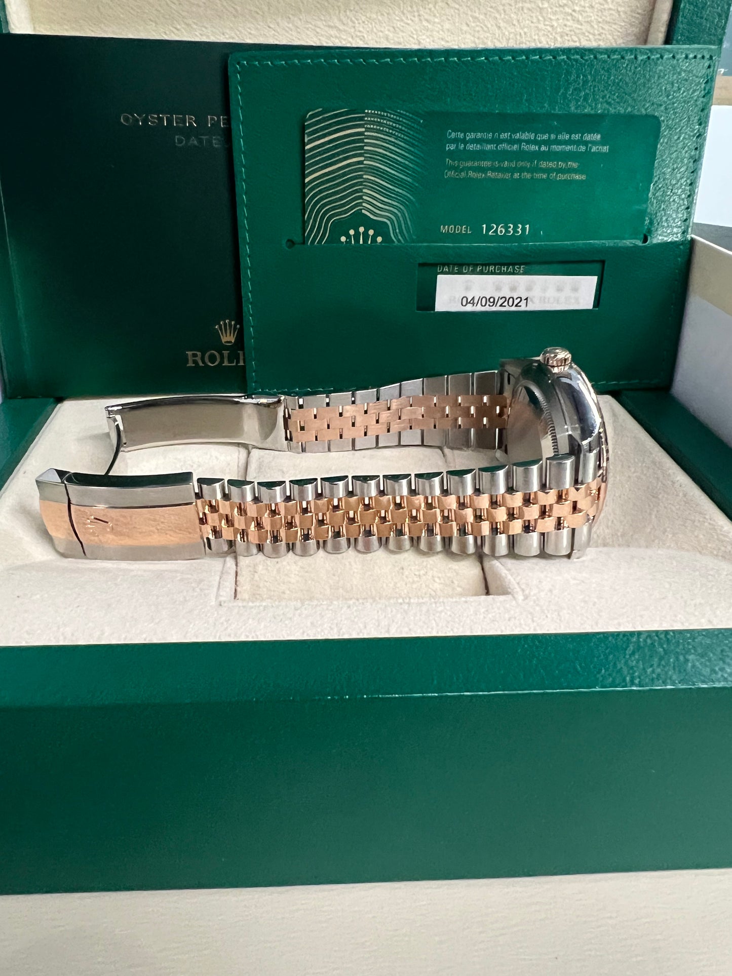 2021 Two tone rose gold Rolex DateJust 41 Wimbledon Dial 18K rose Gold 41mm Oyster 126331 B+P