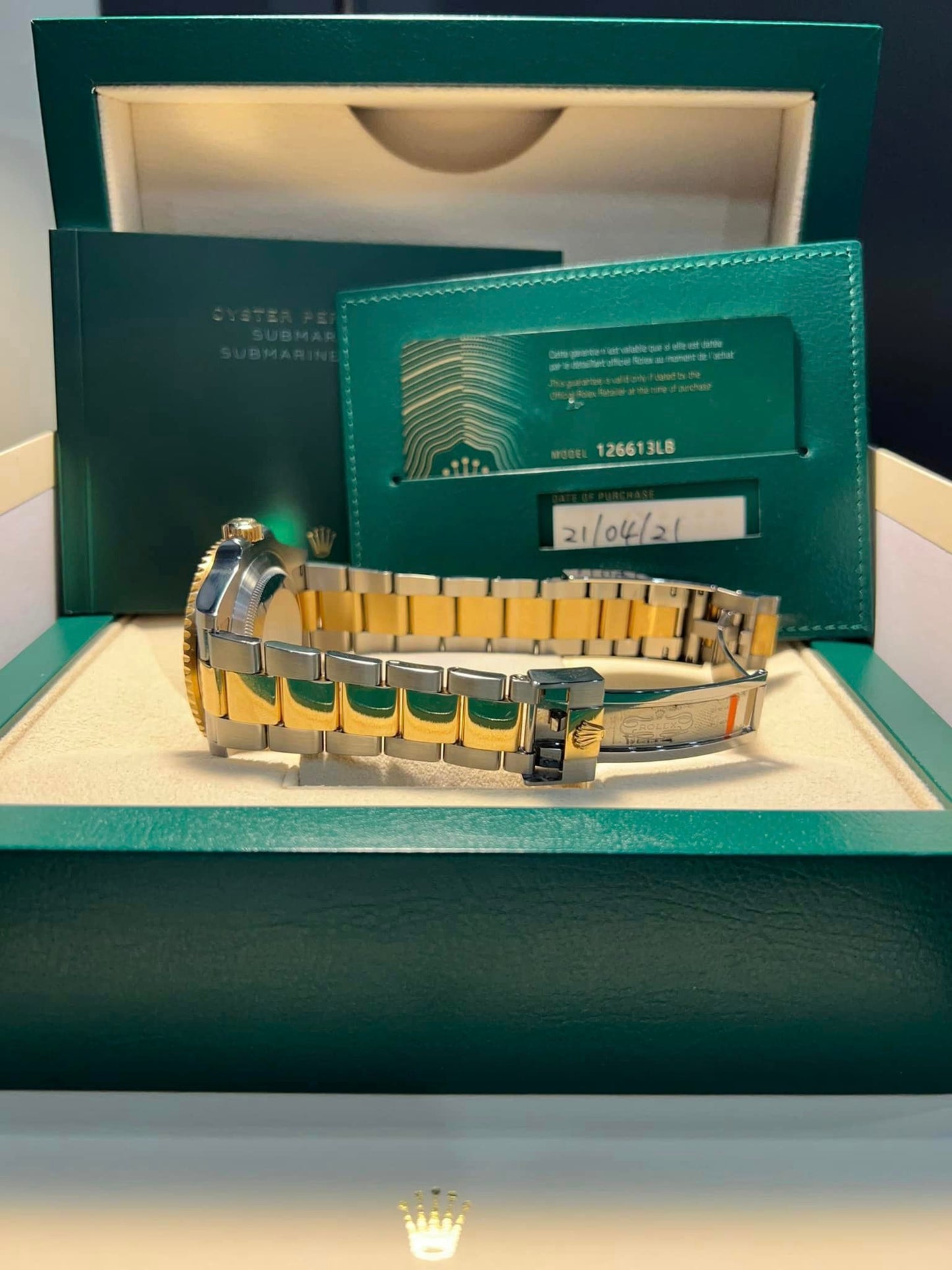 Finance ROLEX Two Tone Yellow Gold Steel SUBMARINER DATE 126613LB Blue 41MM BOX + PAPERS