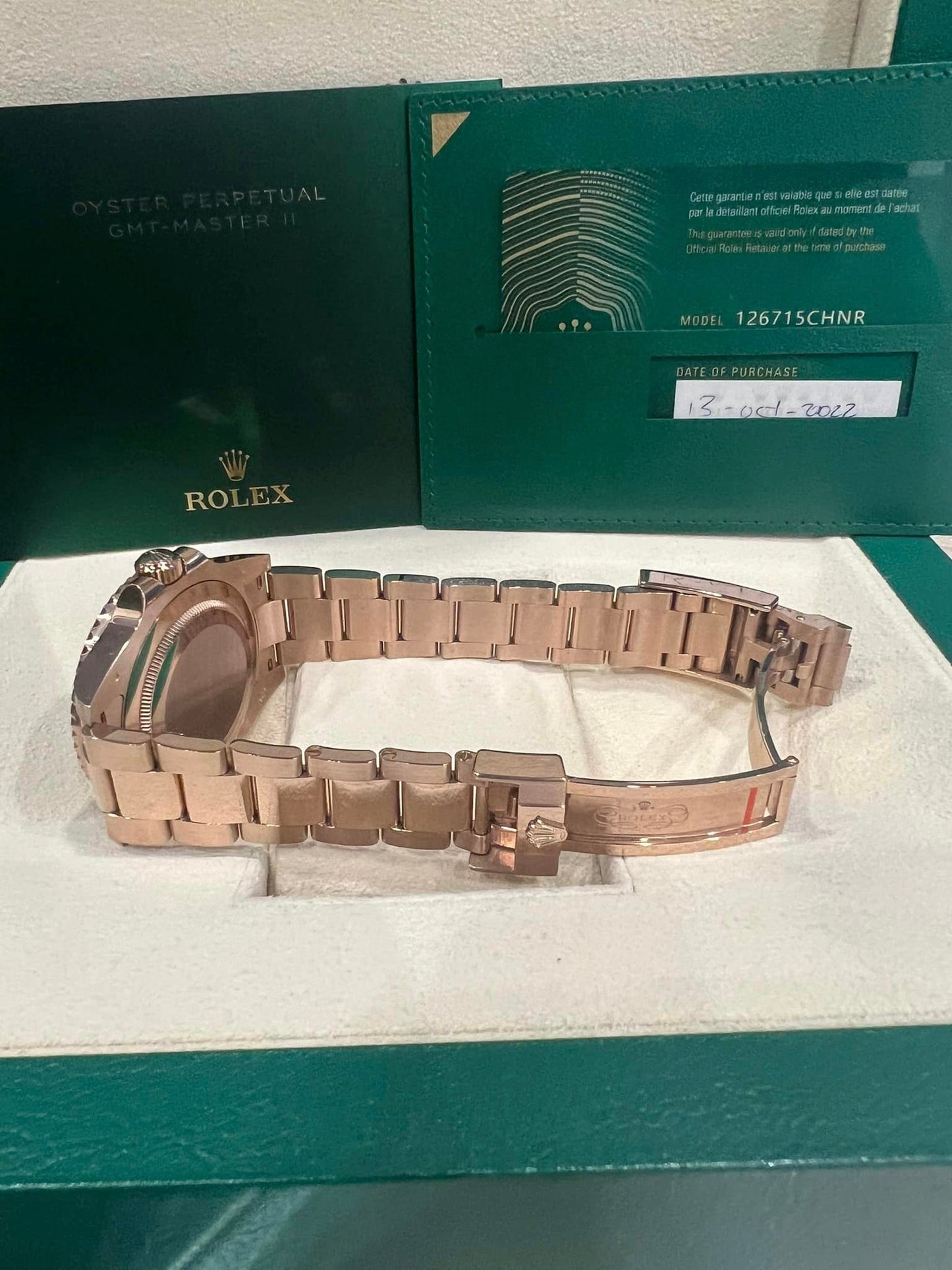 ROLEX GMT-MASTER II 126715 40MM BLACK DIAL WITH ROSE GOLD OYSTER BRACELET BOX + PAPERS Rootbeer