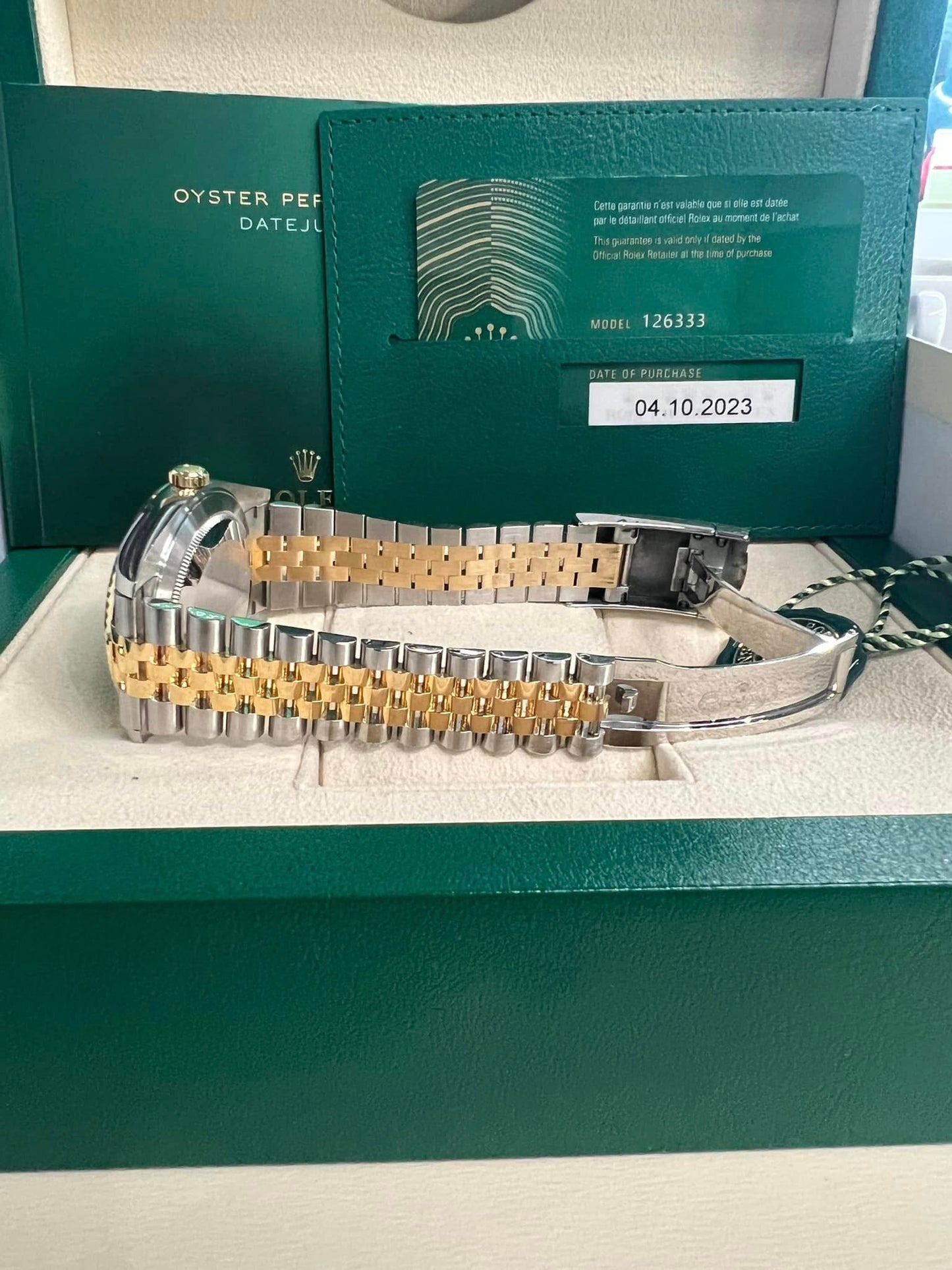 2023 Two tone ywllo gold Rolex DateJust 41 Wimbledon Dial 18K yellow Gold 41mm Jubilee 126333 B+P