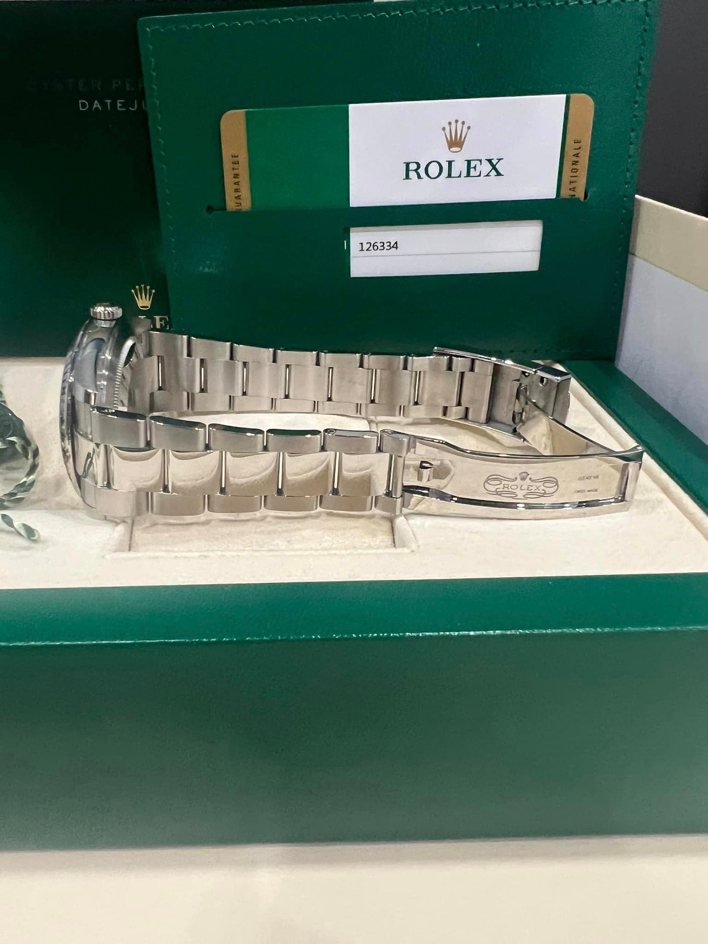 Rolex Datejust Wimbledon Fluted Bezel Osyter Bracelet 126334 Box + Papers