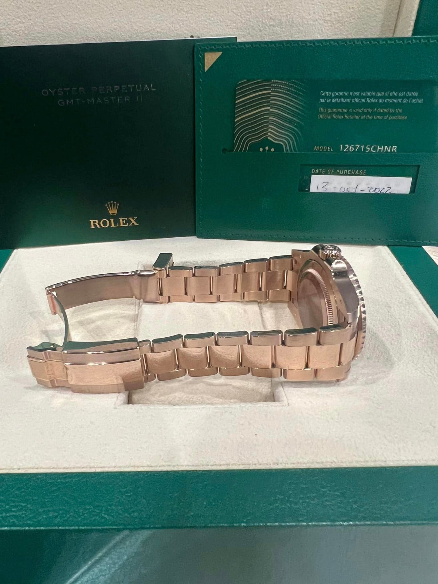 ROLEX GMT-MASTER II 126715 40MM BLACK DIAL WITH ROSE GOLD OYSTER BRACELET BOX + PAPERS Rootbeer