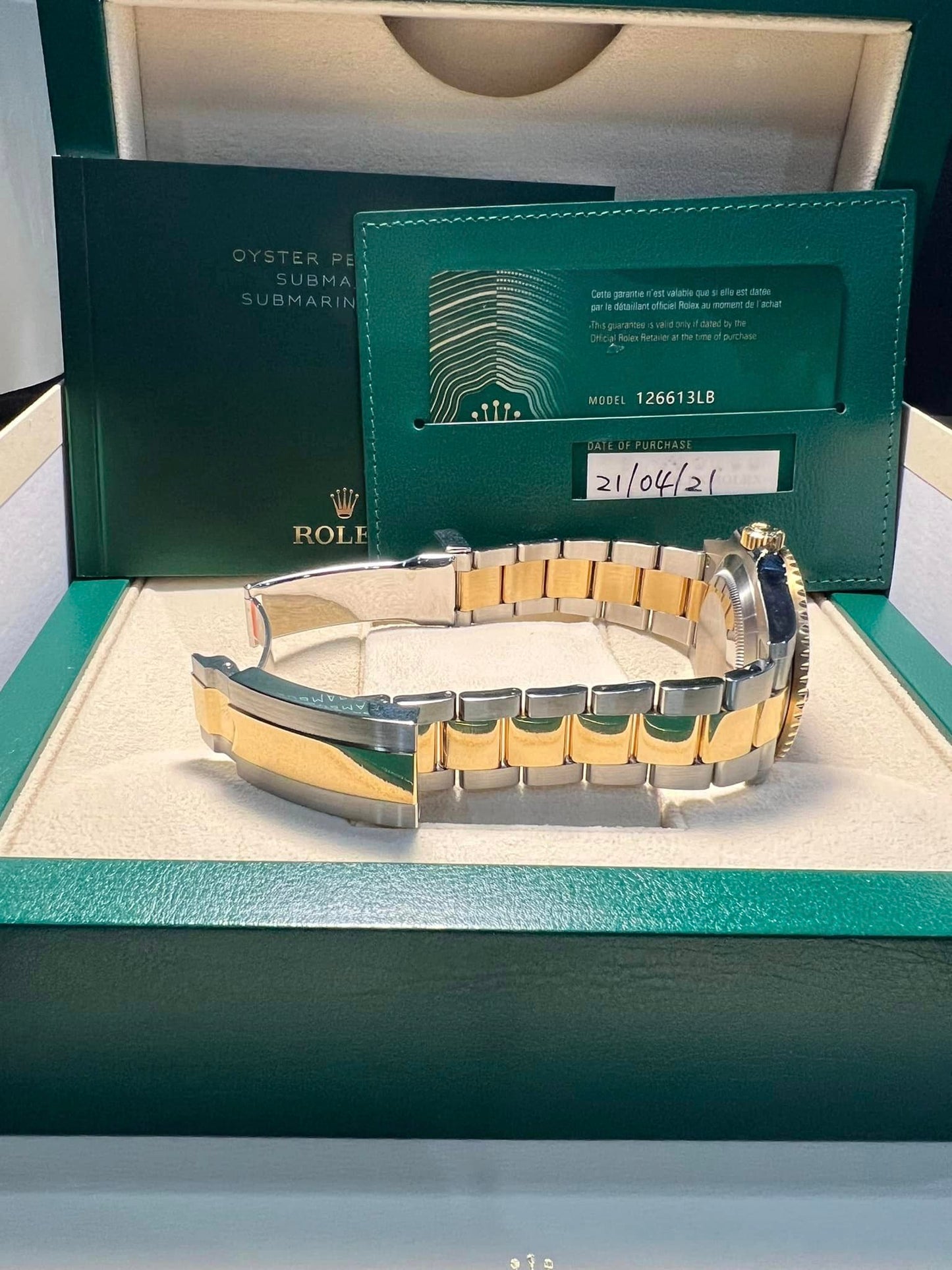 Finance ROLEX Two Tone Yellow Gold Steel SUBMARINER DATE 126613LB Blue 41MM BOX + PAPERS