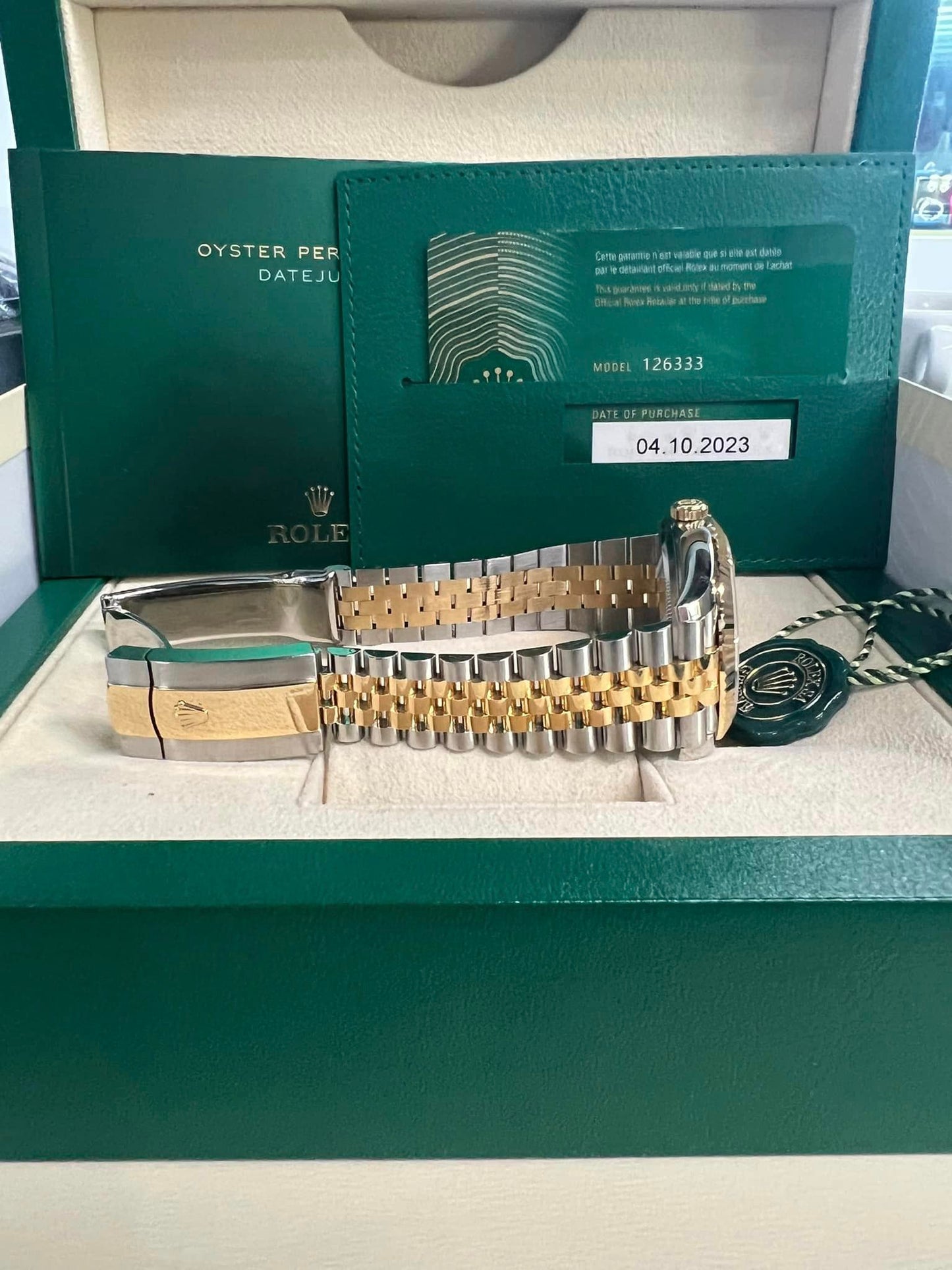 2023 Two tone ywllo gold Rolex DateJust 41 Wimbledon Dial 18K yellow Gold 41mm Jubilee 126333 B+P