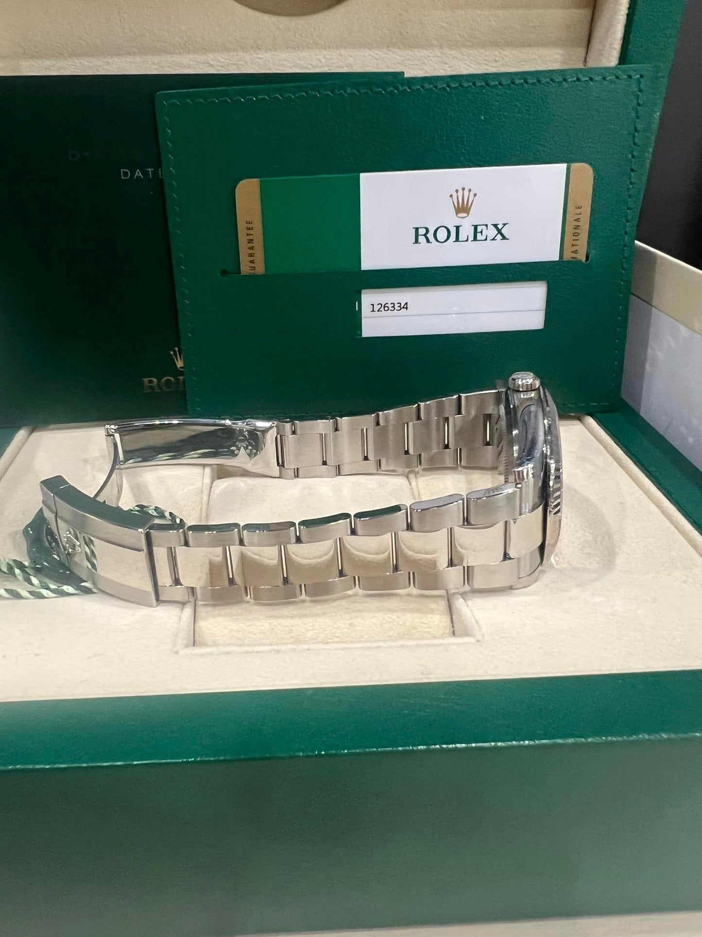 Rolex Datejust Wimbledon Fluted Bezel Osyter Bracelet 126334 Box + Papers