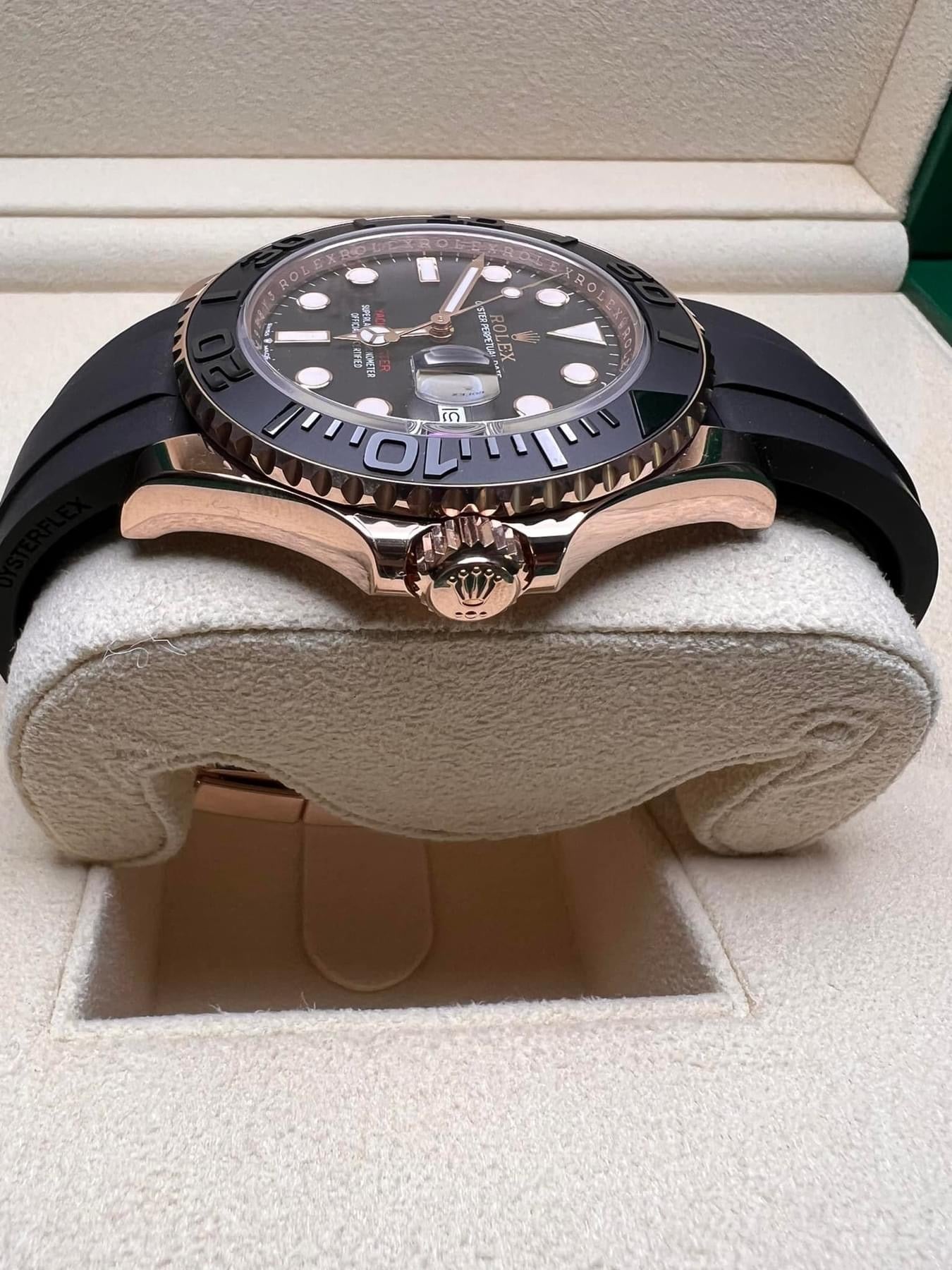 Rolex Rose Gold Yachtmaster 40 ref:126655 on Oysterflex Box/Papers