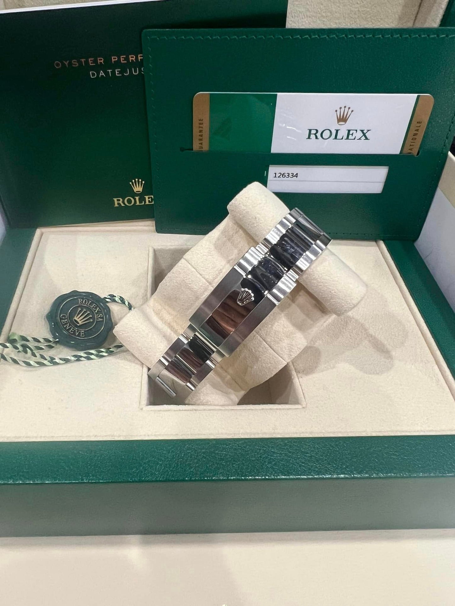 Rolex Datejust Wimbledon Fluted Bezel Osyter Bracelet 126334 Box + Papers