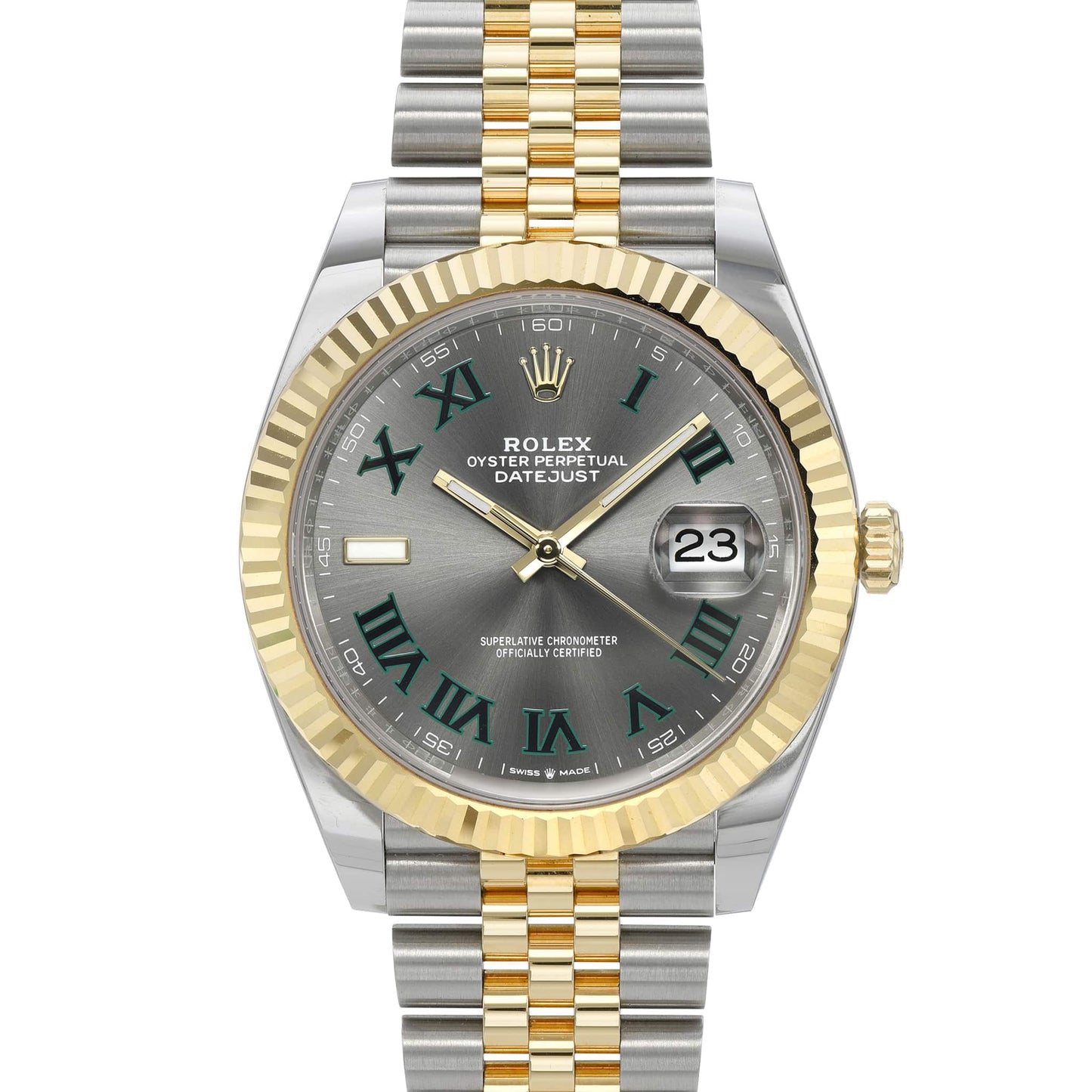 2023 Two tone ywllo gold Rolex DateJust 41 Wimbledon Dial 18K yellow Gold 41mm Jubilee 126333 B+P