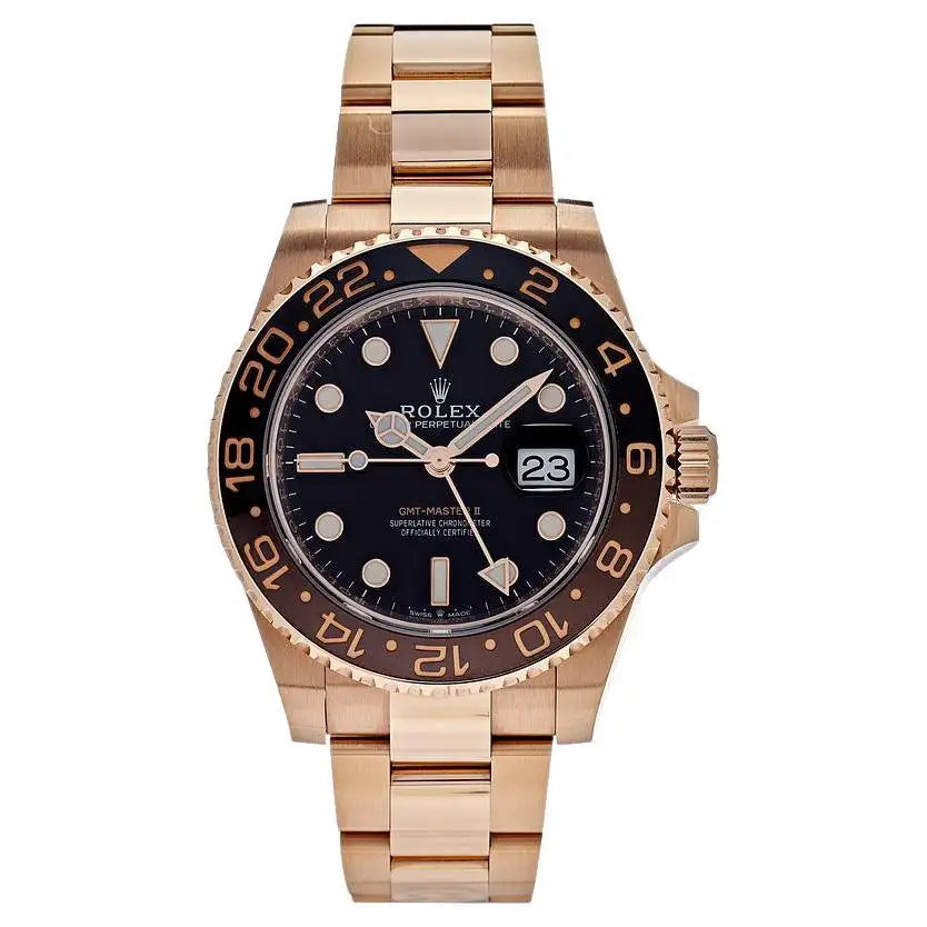 ROLEX GMT-MASTER II 126715 40MM BLACK DIAL WITH ROSE GOLD OYSTER BRACELET BOX + PAPERS Rootbeer