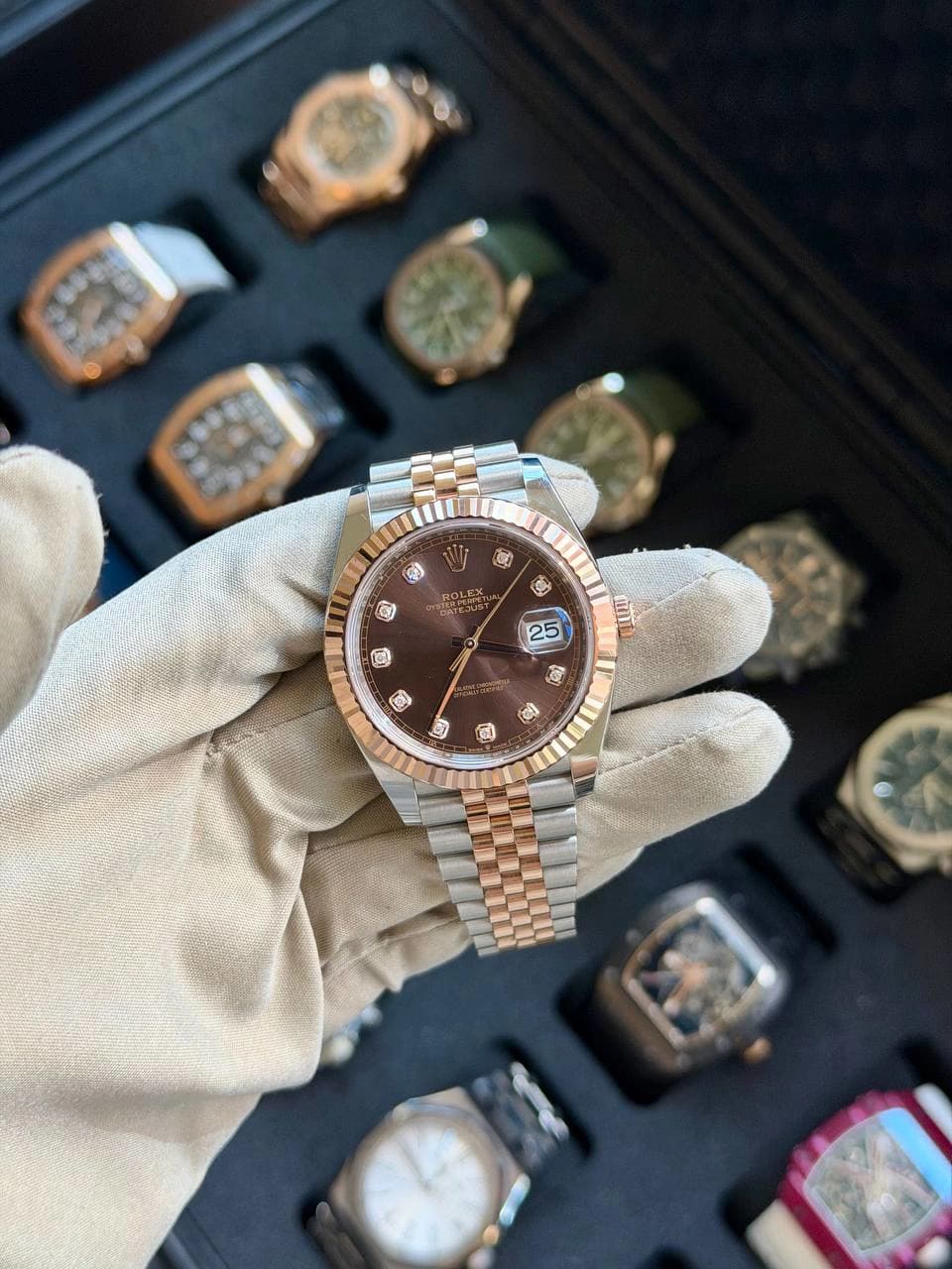 Rolex Two tone diamond chocolate