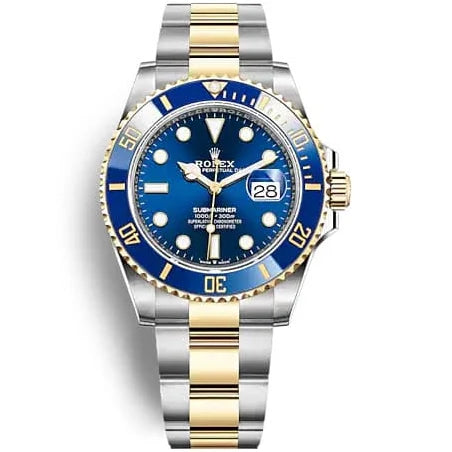 ROLEX Two Tone Yellow Gold Steel SUBMARINER DATE 126613LB Blue 41MM BOX + PAPERS