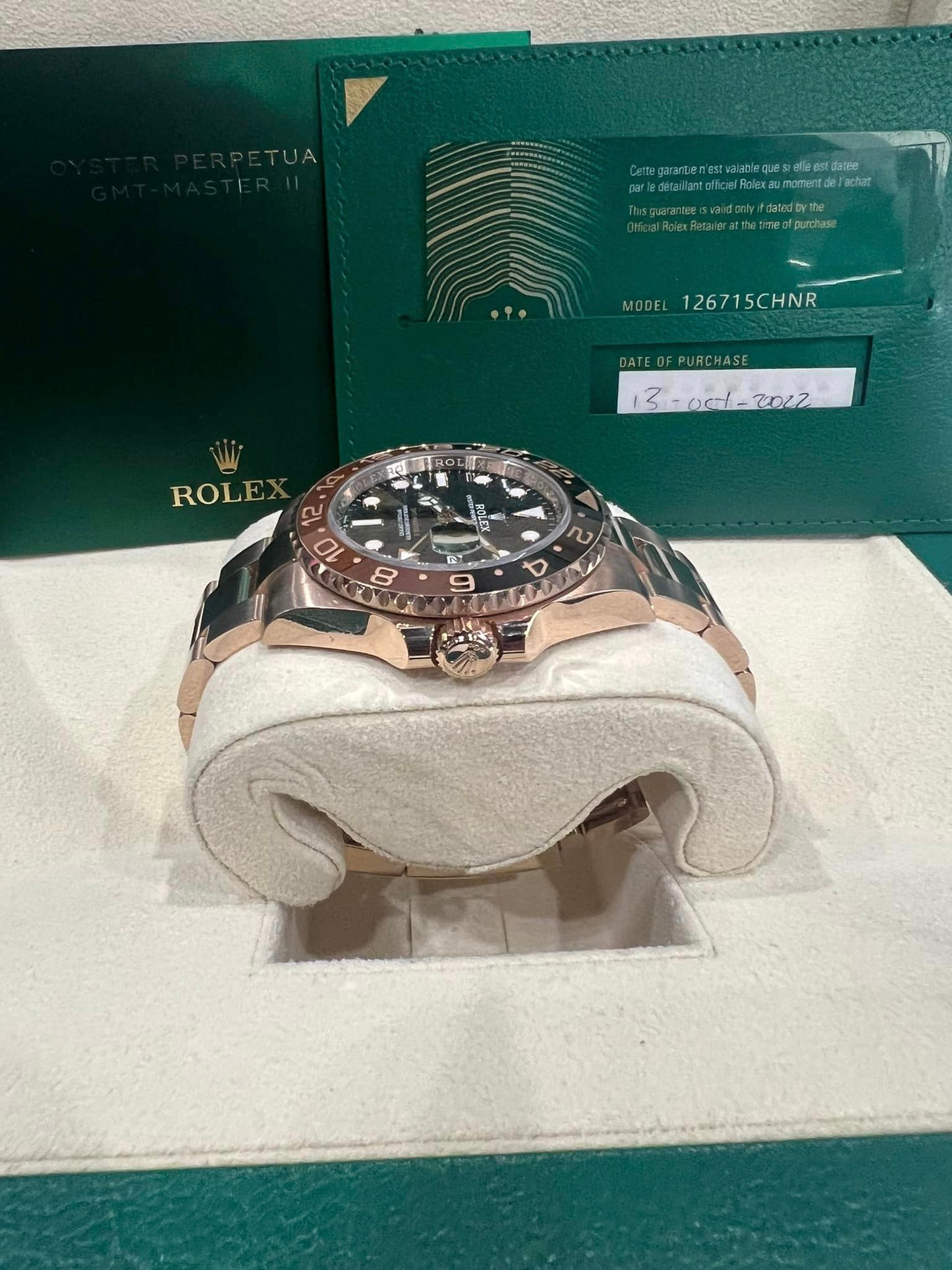 ROLEX GMT-MASTER II 126715 40MM BLACK DIAL WITH ROSE GOLD OYSTER BRACELET BOX + PAPERS Rootbeer