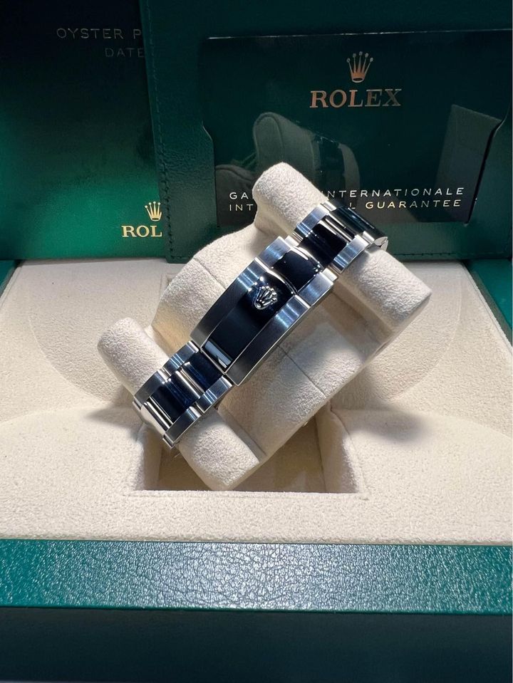 Rolex Datejust Blue Stick Dial Smooth Bezel Oyster Steel Watch 126300